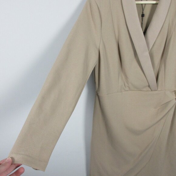 Tommy Hilfiger Knee-Length Wrap Dress Long Sleeve Belted Work Office 12 Tan 670 - Picture 6 of 11